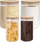 Glass Storage Jars Set Elegant Containers with Airtight Bamboo Lids, Perfect for Kitchen Organization - Flour, Rice, Pasta, Sugar, Coffee Beans (2 packs(37oz) / 2 packs(111oz)) 9.3"L x 4.9"W x 3.1"H